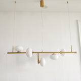 Modern Glass Globe Linear Chandelier Sphere Balance Asymmetrical Gold Pendant Light for Dining Room