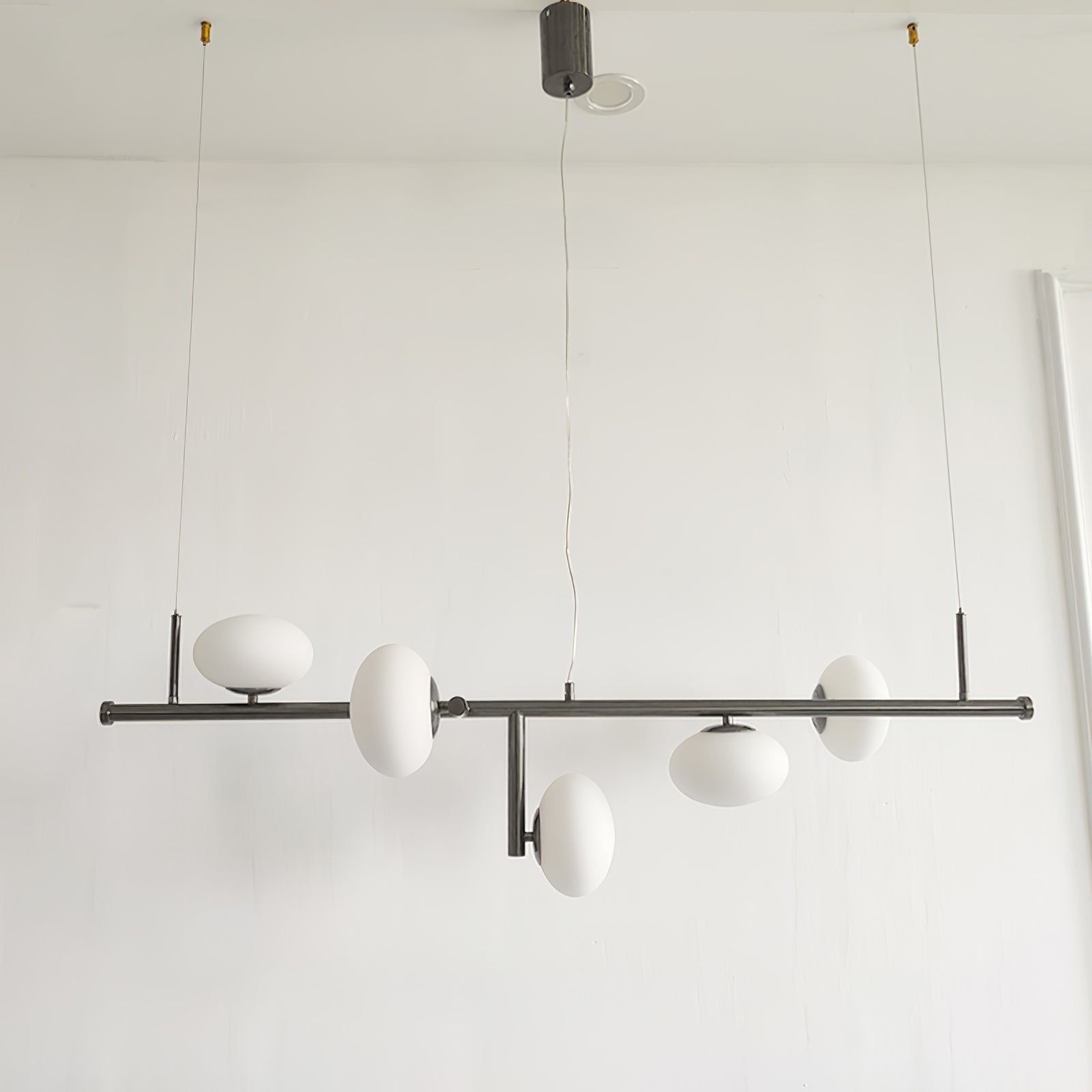 Modern Glass Globe Linear Chandelier Sphere Balance Asymmetrical Gold Pendant Light for Dining Room