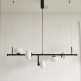 Modern Glass Globe Linear Chandelier Sphere Balance Asymmetrical Gold Pendant Light for Dining Room