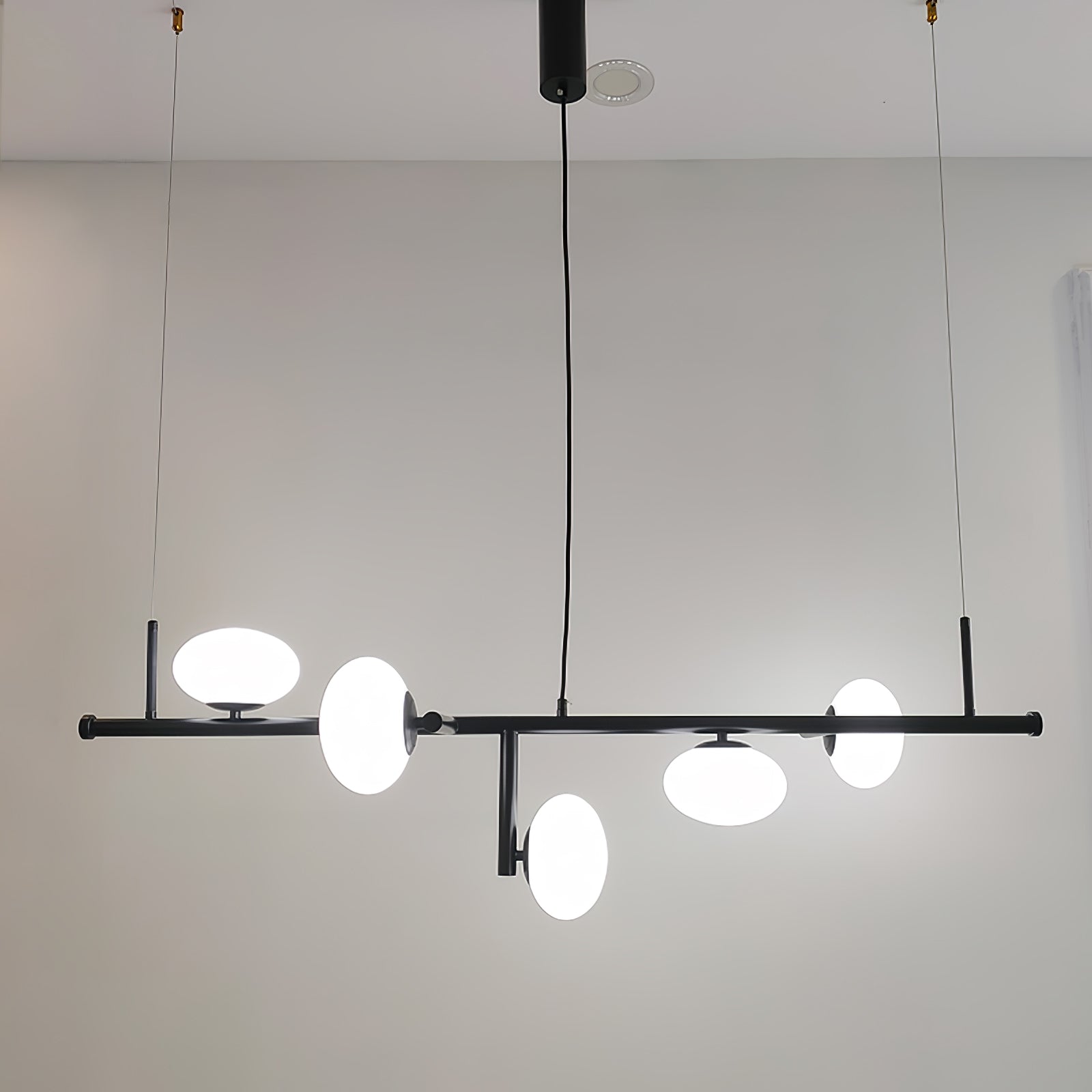 Modern Glass Globe Linear Chandelier Sphere Balance Asymmetrical Gold Pendant Light for Dining Room