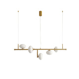 Modern Glass Globe Linear Chandelier Sphere Balance Asymmetrical Gold Pendant Light for Dining Room
