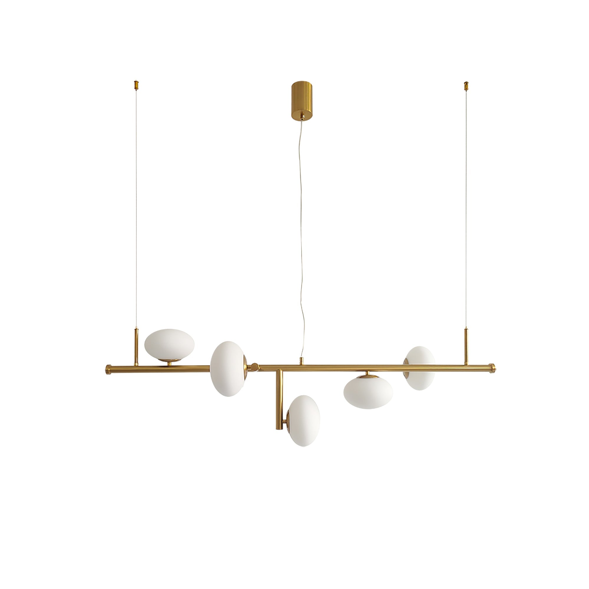 Modern Glass Globe Linear Chandelier Sphere Balance Asymmetrical Gold Pendant Light for Dining Room