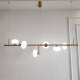 Modern Glass Globe Linear Chandelier Sphere Balance Asymmetrical Gold Pendant Light for Dining Room
