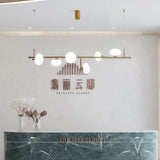 Modern Glass Globe Linear Chandelier Sphere Balance Asymmetrical Gold Pendant Light for Dining Room