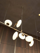 Modern Glass Globe Linear Chandelier Sphere Balance Asymmetrical Gold Pendant Light for Dining Room