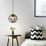 Modern Glass Globe Pendant Light Electroplated LED Hanging Lamp for Kitchen Island