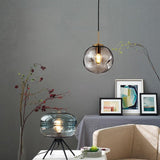 Modern Glass Globe Pendant Light Electroplated LED Hanging Lamp for Kitchen Island