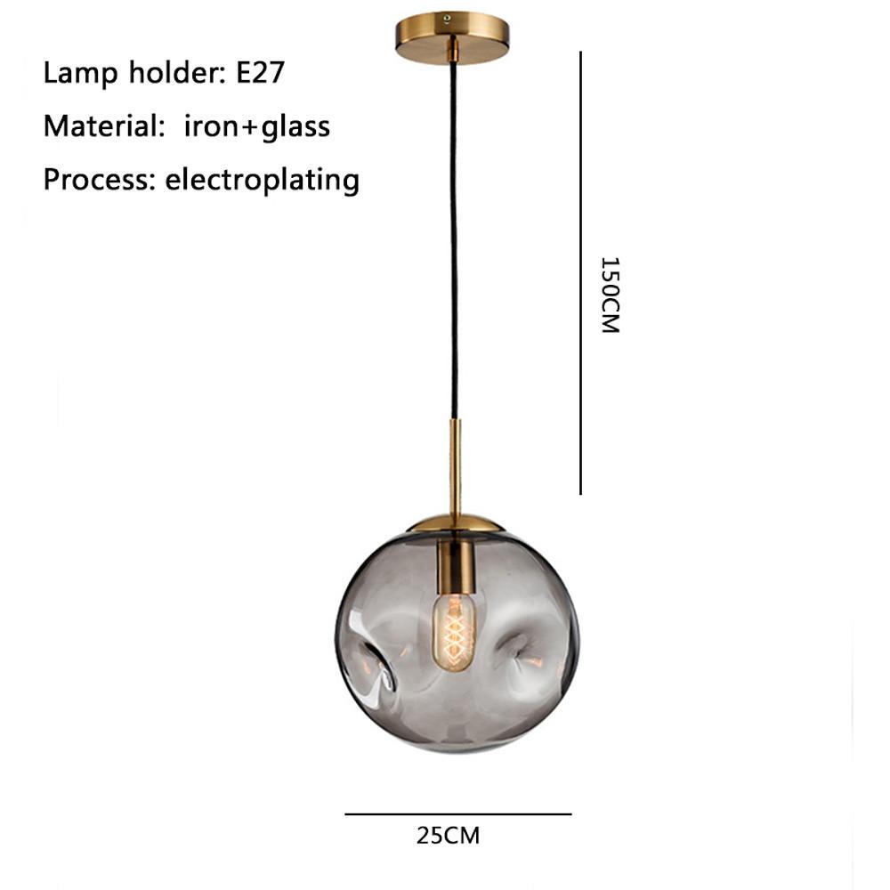 Modern Glass Globe Pendant Light Electroplated LED Hanging Lamp for Kitchen Island