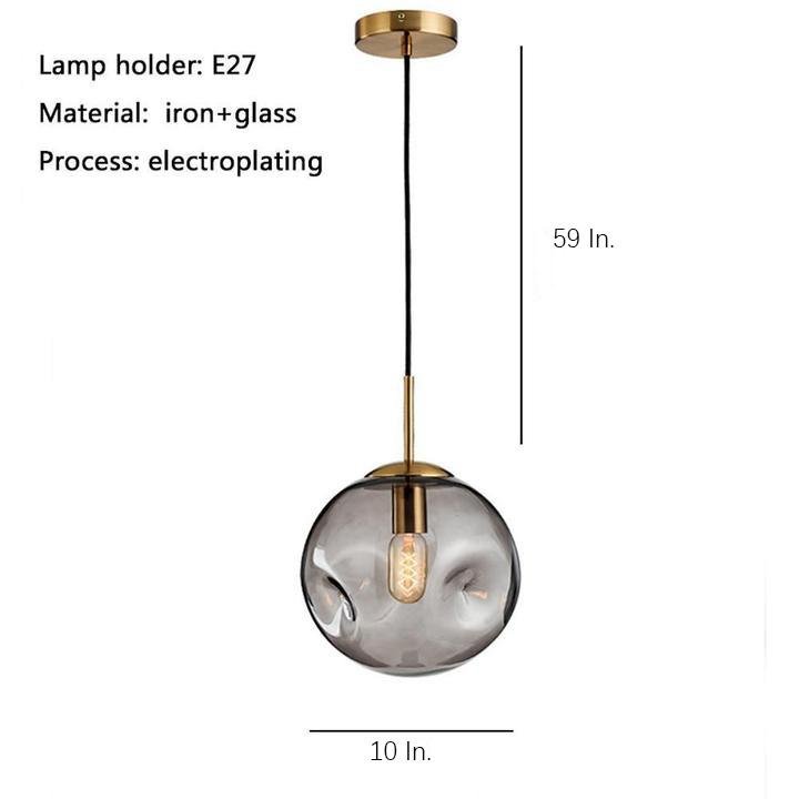 Modern Glass Globe Pendant Light Electroplated LED Hanging Lamp for Kitchen Island