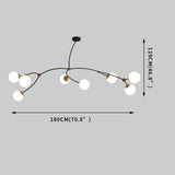 Modern Glass Globe Pendant Light with 8 LEDs and Electroplated Metal Branch Design