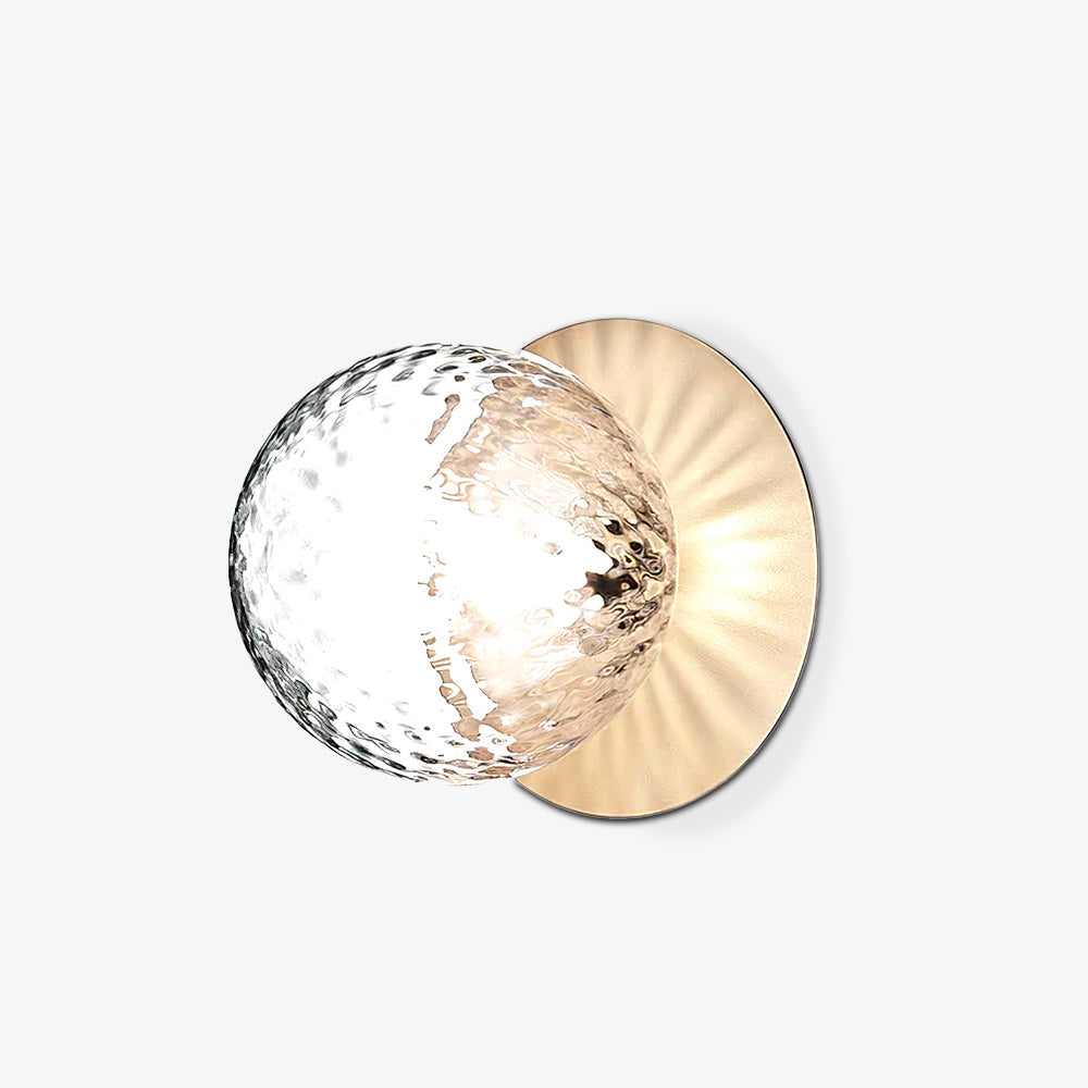 Modern Glass Globe Wall Sconce and Ceiling Lamp with Brass Metal Disc for Elegant Interior Decor