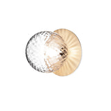 Modern Glass Globe Wall Sconce and Ceiling Lamp with Brass Metal Disc for Elegant Interior Decor