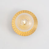 Modern Glass Globe Wall Sconce and Ceiling Lamp with Brass Metal Disc for Elegant Interior Decor