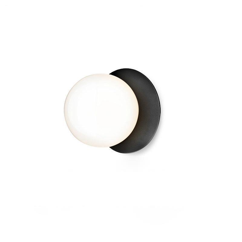 Modern Glass Globe Wall Sconce and Ceiling Lamp with Brass Metal Disc for Elegant Interior Decor