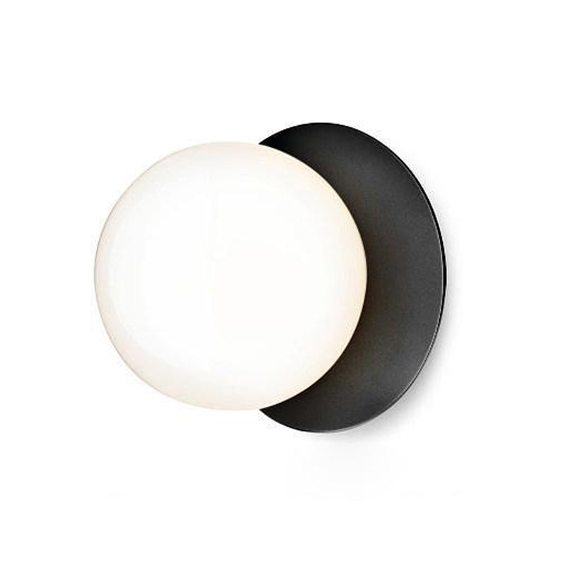 Modern Glass Globe Wall Sconce and Ceiling Lamp with Brass Metal Disc for Elegant Interior Decor