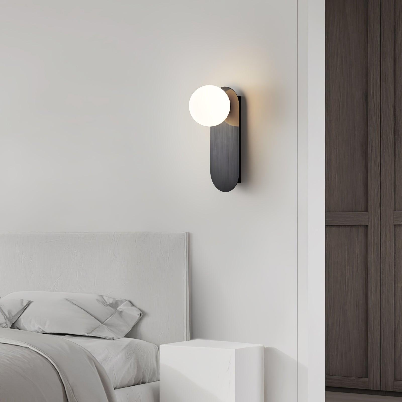 Modern Glass Globe Wall Sconce Set of 2 Minimalist Brass and Black Indoor Vanity Lighting