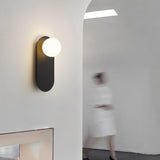 Modern Glass Globe Wall Sconce Set of 2 Minimalist Brass and Black Indoor Vanity Lighting