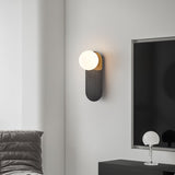 Modern Glass Globe Wall Sconce Set of 2 Minimalist Brass and Black Indoor Vanity Lighting