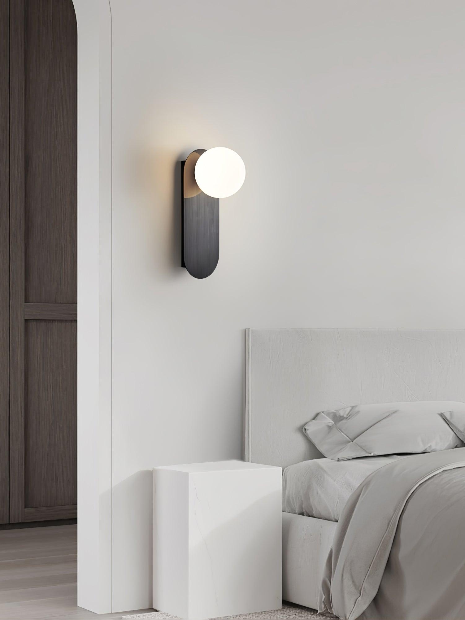 Modern Glass Globe Wall Sconce Set of 2 Minimalist Brass and Black Indoor Vanity Lighting