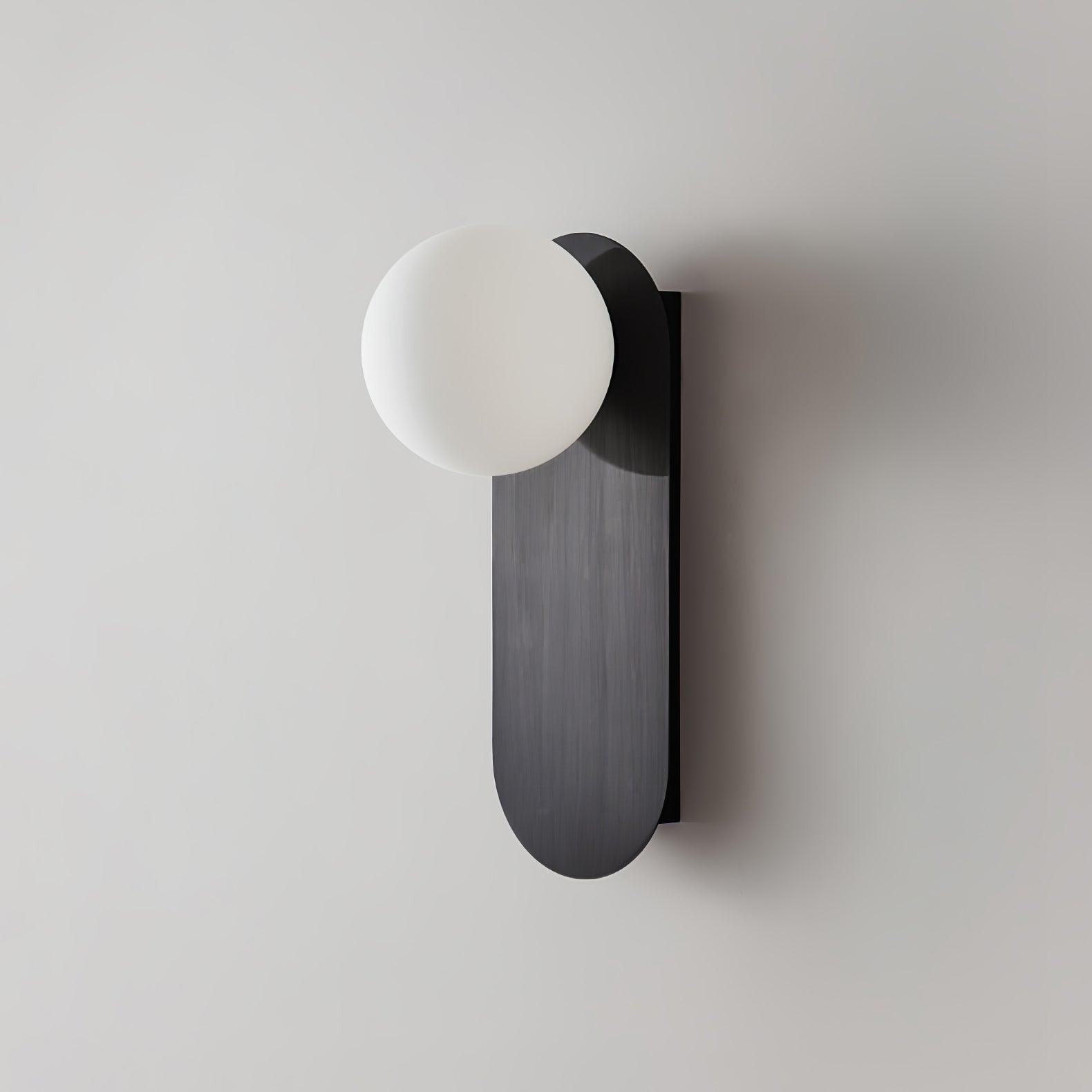Modern Glass Globe Wall Sconce Set of 2 Minimalist Brass and Black Indoor Vanity Lighting