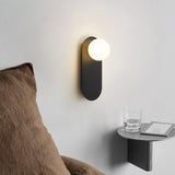 Modern Glass Globe Wall Sconce Set of 2 Minimalist Brass and Black Indoor Vanity Lighting