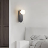 Modern Glass Globe Wall Sconce Set of 2 Minimalist Brass and Black Indoor Vanity Lighting