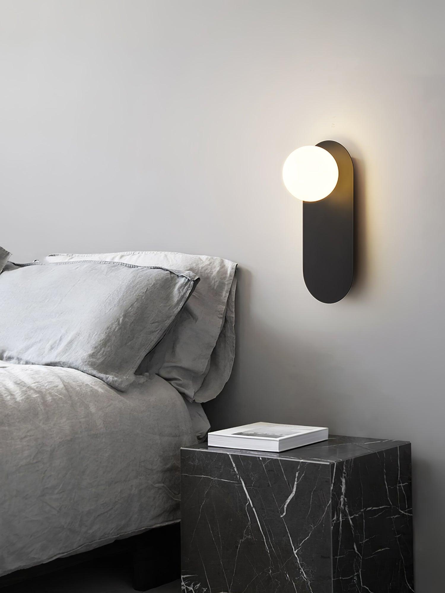 Modern Glass Globe Wall Sconce Set of 2 Minimalist Brass and Black Indoor Vanity Lighting