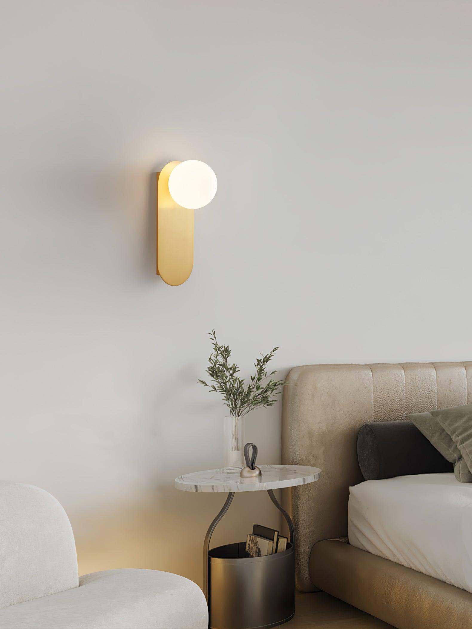 Modern Glass Globe Wall Sconce Set of 2 Minimalist Brass and Black Indoor Vanity Lighting