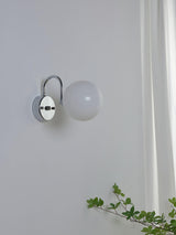 Modern Glass Globe Wall Sconce Set of 2 Minimalist Indoor Chrome Light Fixture