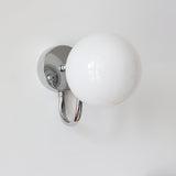 Modern Glass Globe Wall Sconce Set of 2 Minimalist Indoor Chrome Light Fixture