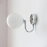 Modern Glass Globe Wall Sconce Set of 2 Minimalist Indoor Chrome Light Fixture