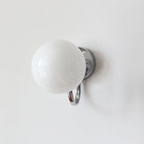Modern Glass Globe Wall Sconce Set of 2 Minimalist Indoor Chrome Light Fixture