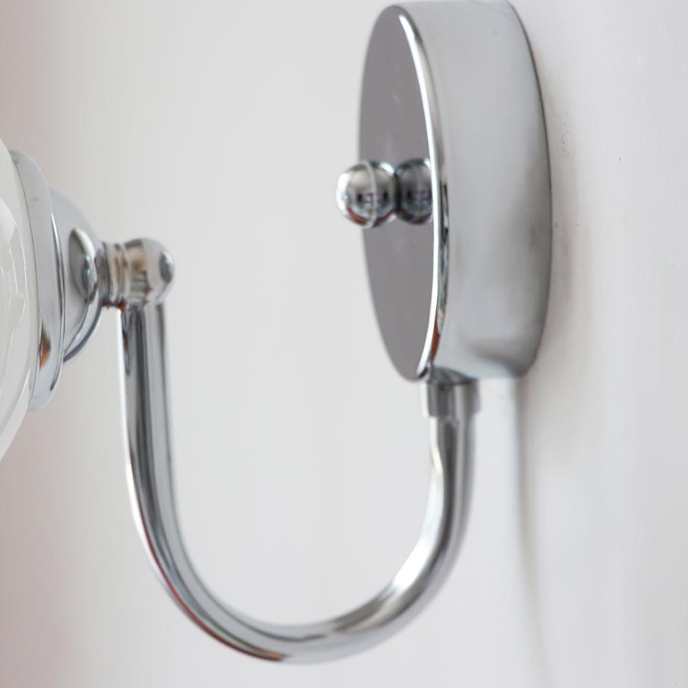 Modern Glass Globe Wall Sconce Set of 2 Minimalist Indoor Chrome Light Fixture