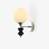 Modern Glass Globe Wall Sconce with Blue and Chrome Metal Frame Set of 2