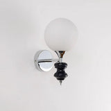 Modern Glass Globe Wall Sconce with Blue and Chrome Metal Frame Set of 2