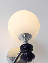 Modern Glass Globe Wall Sconce with Blue and Chrome Metal Frame Set of 2