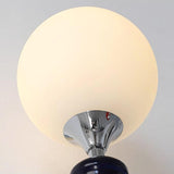 Modern Glass Globe Wall Sconce with Blue and Chrome Metal Frame Set of 2