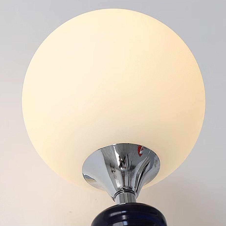 Modern Glass Globe Wall Sconce with Blue and Chrome Metal Frame Set of 2