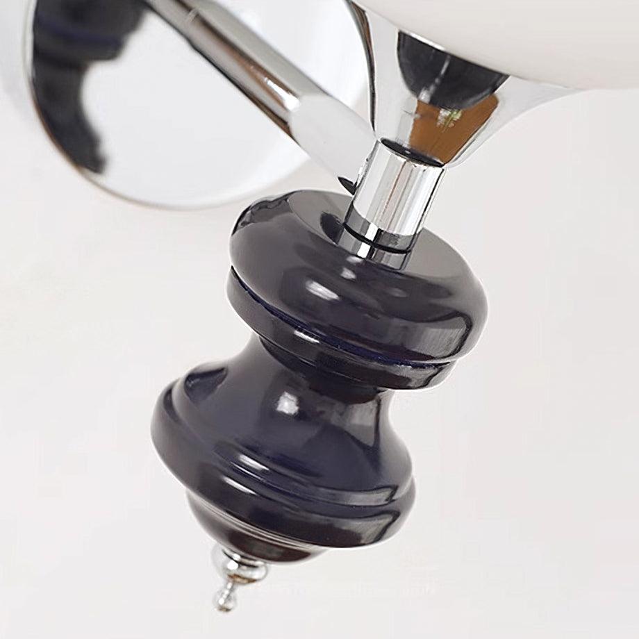 Modern Glass Globe Wall Sconce with Blue and Chrome Metal Frame Set of 2
