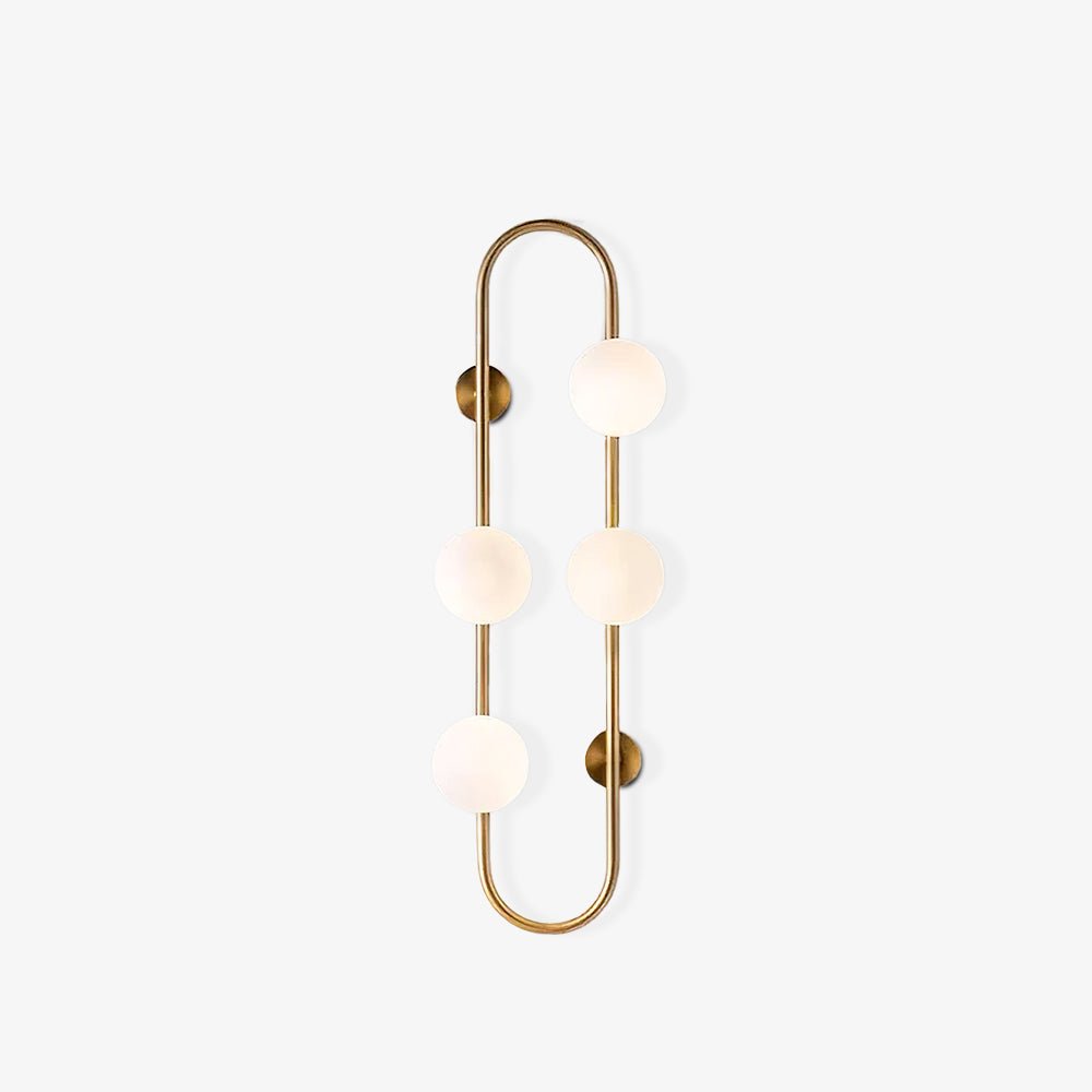 Modern Glass Globe Wall Sconce with Gold Metal Branch and Vertical Hanging Rod