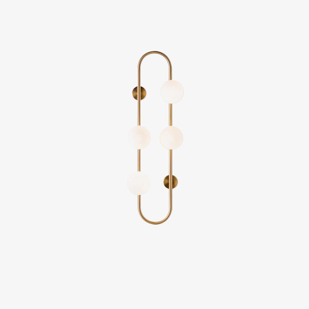 Modern Glass Globe Wall Sconce with Gold Metal Branch and Vertical Hanging Rod