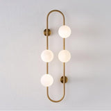 Modern Glass Globe Wall Sconce with Gold Metal Branch and Vertical Hanging Rod
