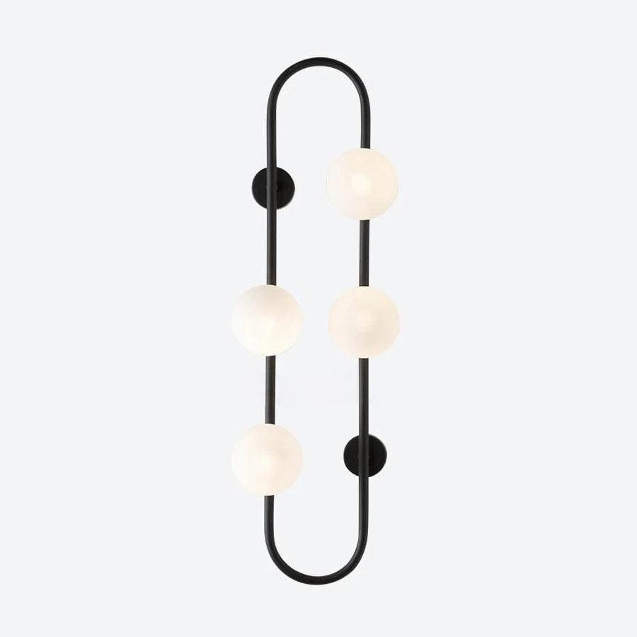 Modern Glass Globe Wall Sconce with Gold Metal Branch and Vertical Hanging Rod