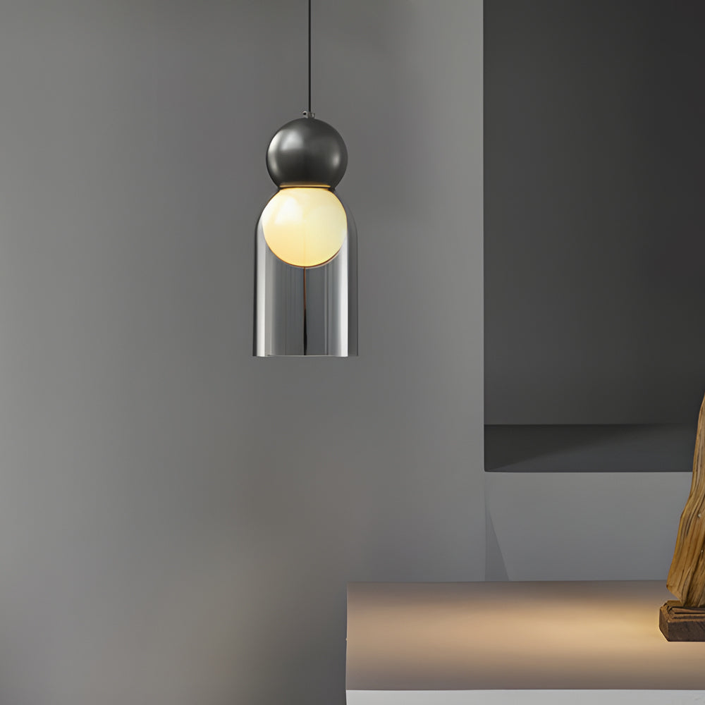Modern Glass Gourd Pendant Light Luxury Copper Hanging Lamp with 3 Step Dimming
