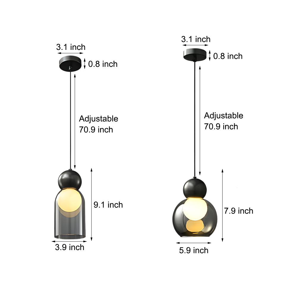 Modern Glass Gourd Pendant Light Luxury Copper Hanging Lamp with 3 Step Dimming