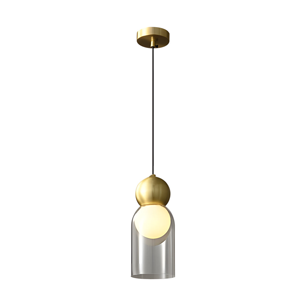 Modern Glass Gourd Pendant Light Luxury Copper Hanging Lamp with 3 Step Dimming