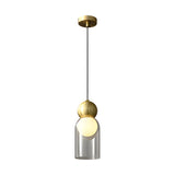 Modern Glass Gourd Pendant Light Luxury Copper Hanging Lamp with 3 Step Dimming