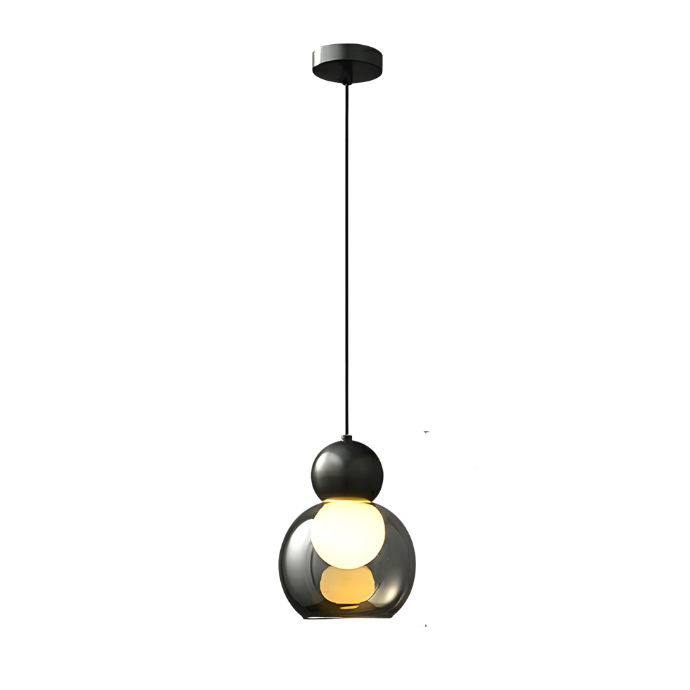 Modern Glass Gourd Pendant Light Luxury Copper Hanging Lamp with 3 Step Dimming