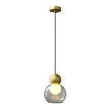Modern Glass Gourd Pendant Light Luxury Copper Hanging Lamp with 3 Step Dimming