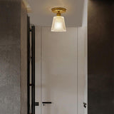 Modern Glass Lantern Pendant Light Industrial Copper Hanging Fixture for Hallway and Bedroom